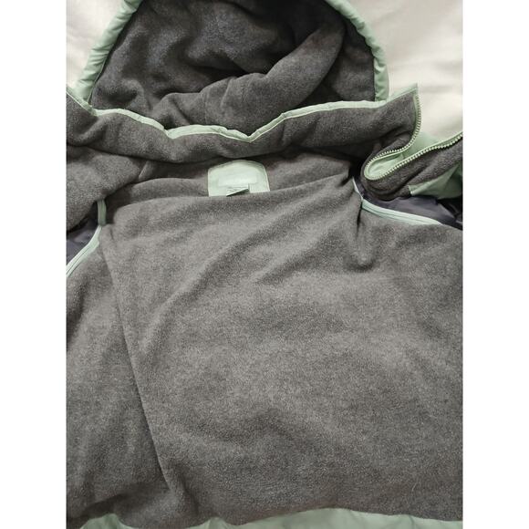 Down Fill Puffer 2XL Jacket Vest Combo Removable Sleeves Hood Fleece Lined Green - Picture 6 of 16